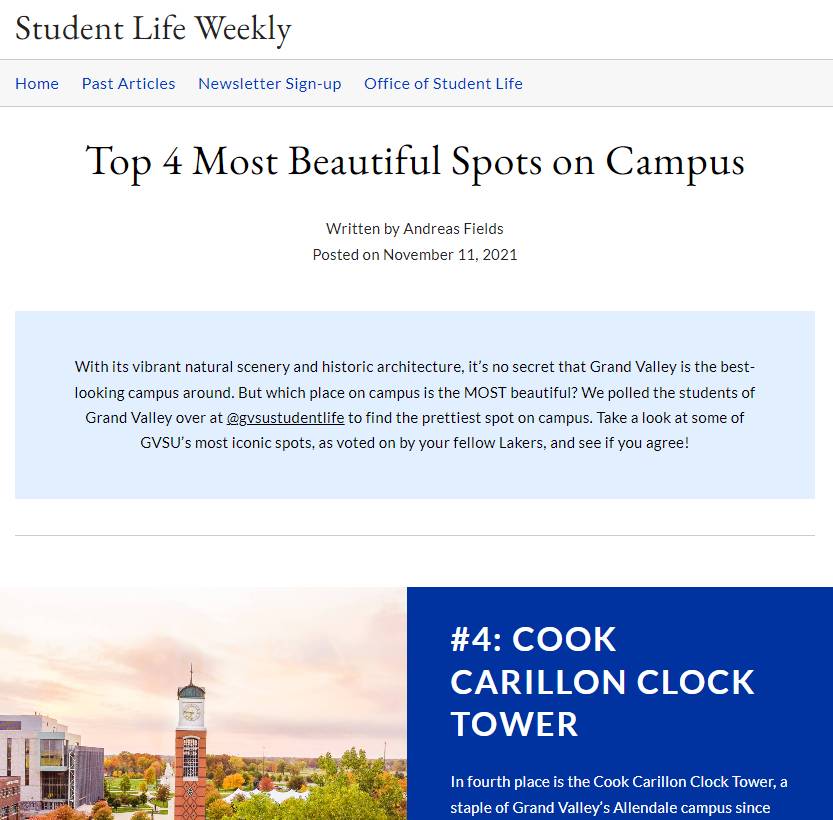 Image of list "top 4 most beautiful spots on campus"